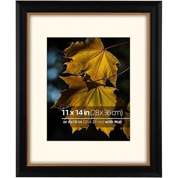 Vintage 11x14 Wood Frame with Gold Accent
