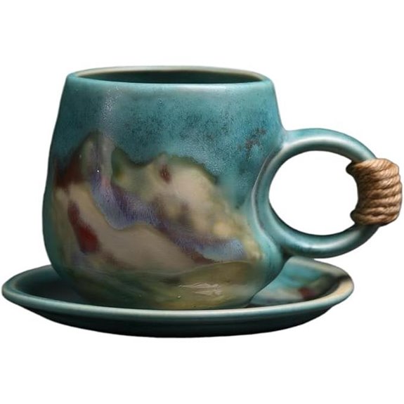 Vintage Japanese Ceramic Coffee Cup with Saucer