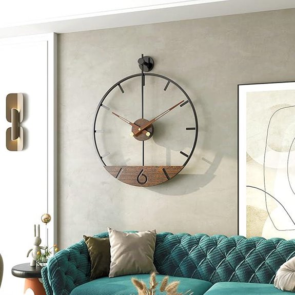 Walnut Wood Wall Clock Silent Large Modern Decor
