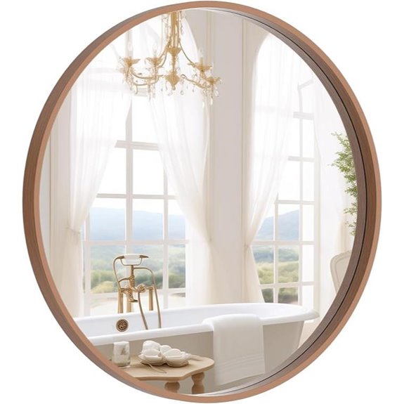 WallBeyond 24-inch Walnut Round Wall Mirror