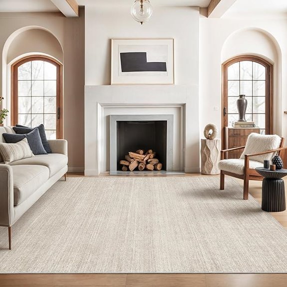 Valenrug Washable 8x10 Area Rug Non-Slip Beige