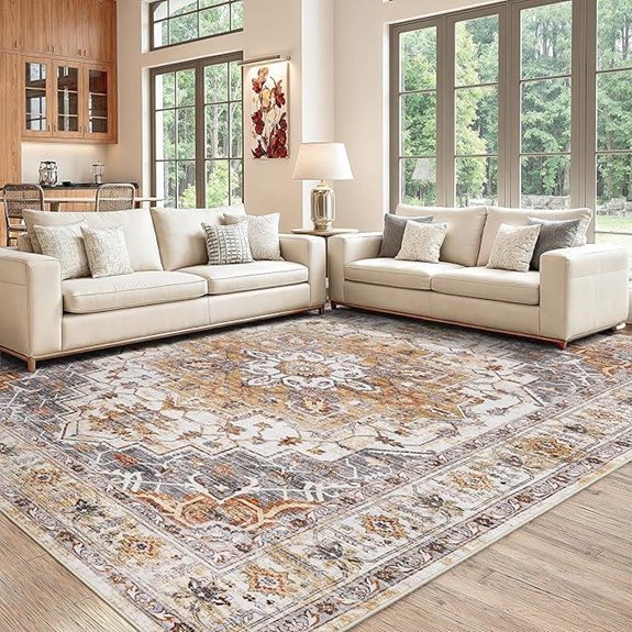 Washable 8x10 Area Rug Non-Slip Stain Resistant