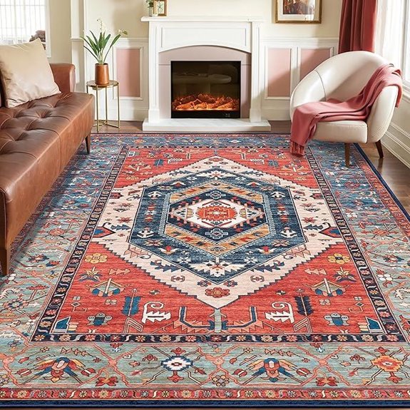 SERISSA Washable 8x10 Area Rug Boho Vintage Style