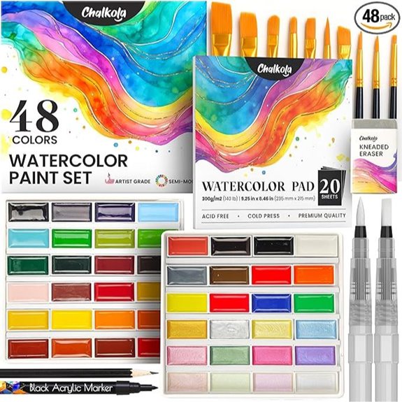 Chalkola Watercolor Paint Set with Brushes and Supplies