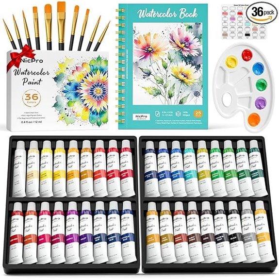 Nicpro Watercolor Paint Set with Brushes and Paper