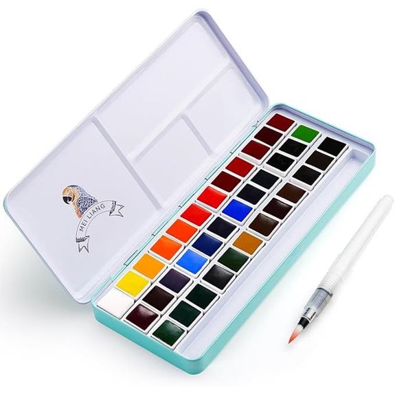 MeiLiang Watercolor Paint Set with Brush and Pocket Box
