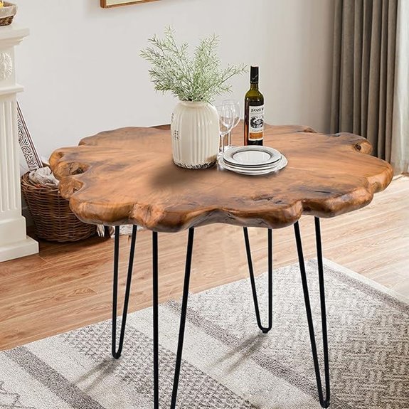Live Edge Side Table with Waterproof Surface