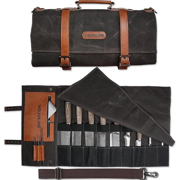 WELKINLAND 13-Pocket Waxed-Canvas Knife Roll Bag