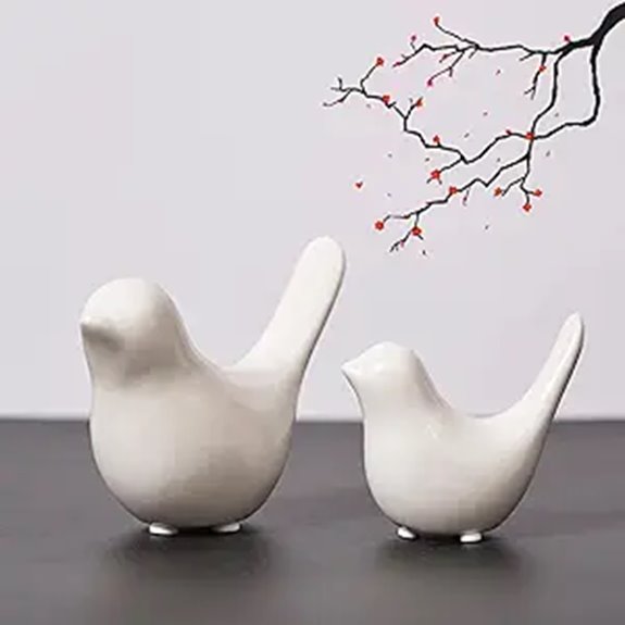 White Bird Small Animal Statues (2 Pcs) Home Decor