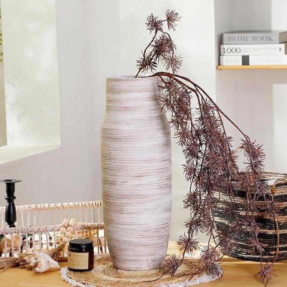 ALMA 17 White Ceramic Floor Vase for Decor