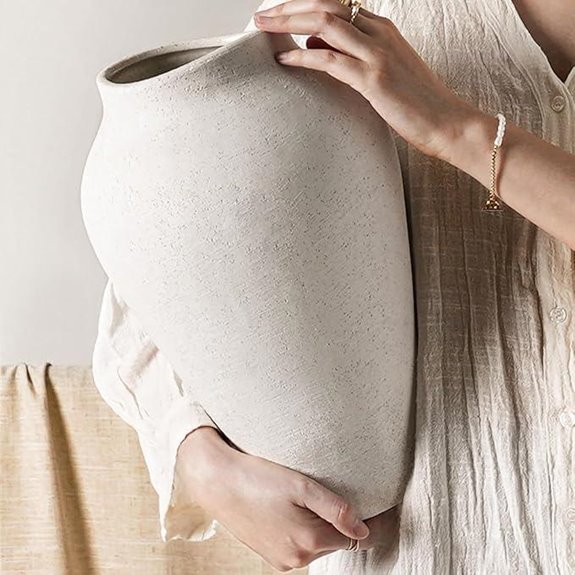 White Ceramic Floor Vase for Home Decor