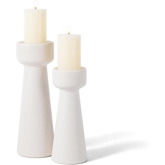 Ceramic White Taper Candle Holders Set of 2