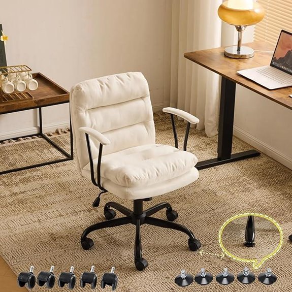 VINGLI Padded White Adjustable Swivel Desk Chair