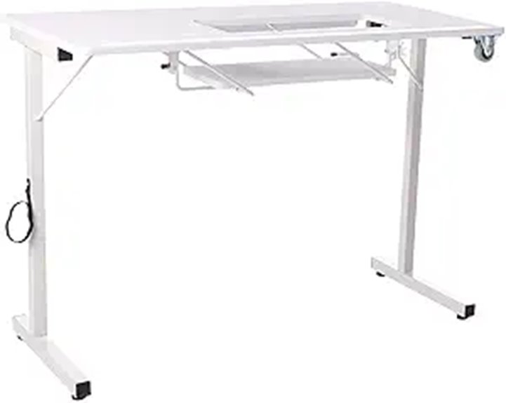 white sewing station table