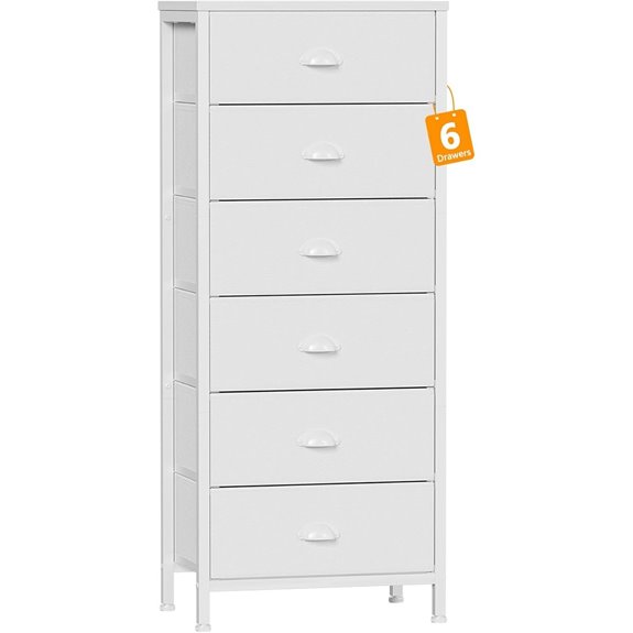 Furnulem White Tall Dresser with Fabric Drawers
