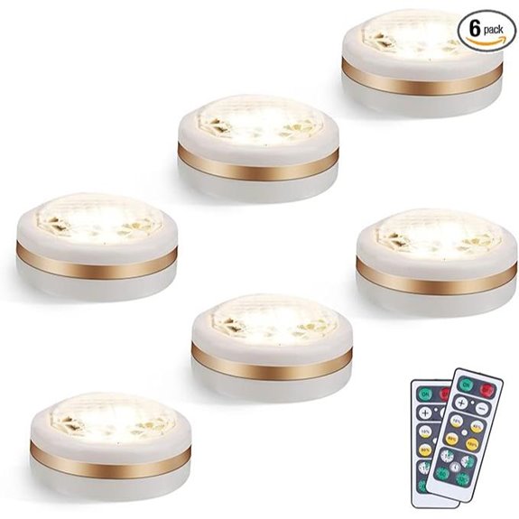 LEASTYLE Wireless Puck Lights with Remote Adjustable Brightness