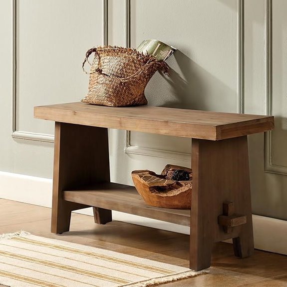 Solid Wood Entryway Bench with Storage