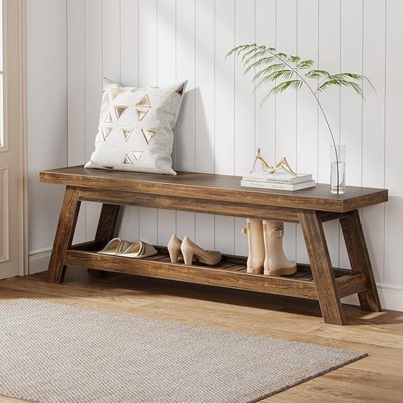 Tribesigns 55 Wood Entryway Bench with Storage