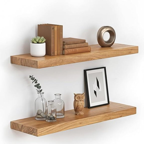 STORE INDYA Wooden Floating Shelves Set of 2