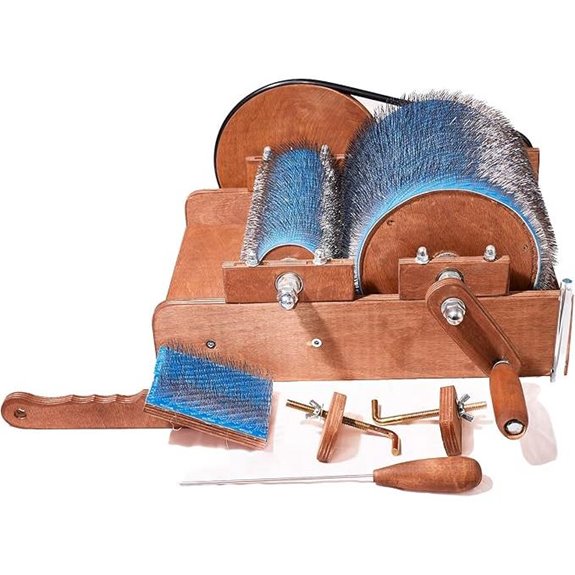 Hand Drum Carder Carding Wool Fiber Wooden Machine New 72 TPI