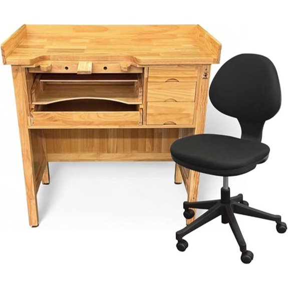 PMC Supplies Wooden Jewelry Bench Set with Adjustable Chair