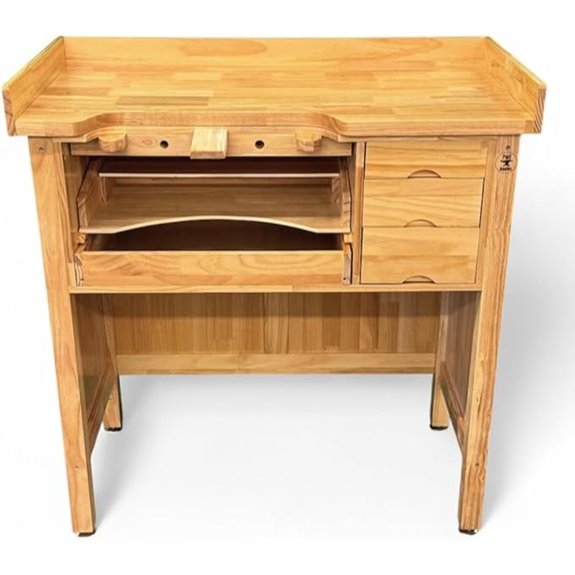 Wooden Jewelry Bench with Storage Drawers