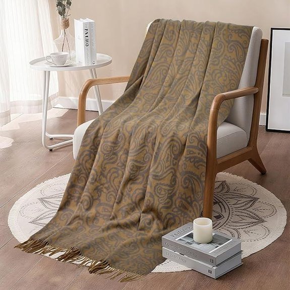 Pure Wool Paisley Blanket 50x88 with Fringe