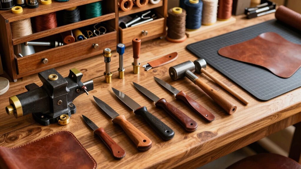 organized dedicated leather workspace
