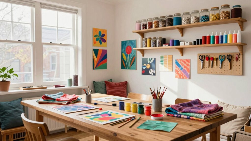 organized well lit crafting space