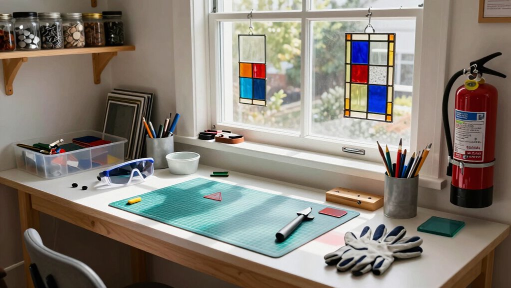 safe stained glass workspace setup