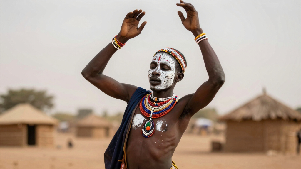 The Wodaabe tribe in Chad, men wear makeup and dance for hours competing to be chosen by women as partners