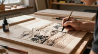 Uncanny Landscapes in Pen and Ink Span Wooden Panels by John Buck