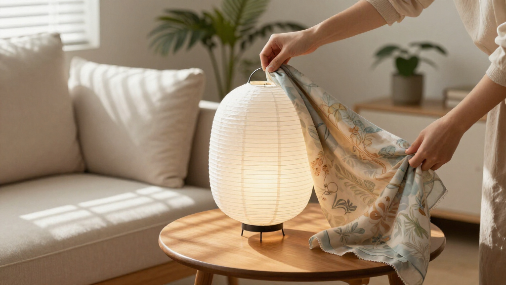 She Draped A Scarf Over IKEA’s Paper Lantern, And It Looks Custom