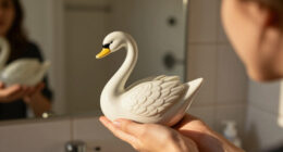 She Used A Ceramic Swan To Hide This Major Bathroom Eyesore