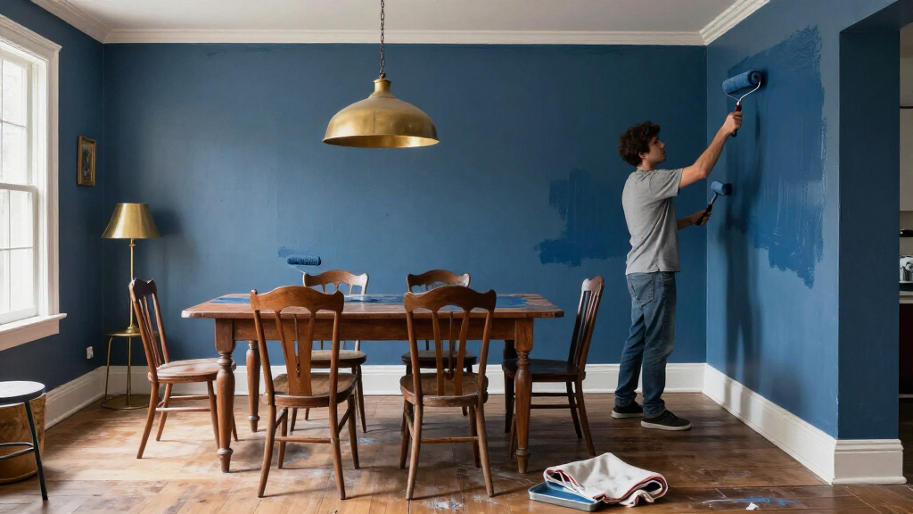 They Drenched A Dining Room In Deep Blue — Now It’s Moody And Vintage