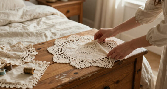 She Uses Doilies To Decorate A Headboard With Vintage Charm