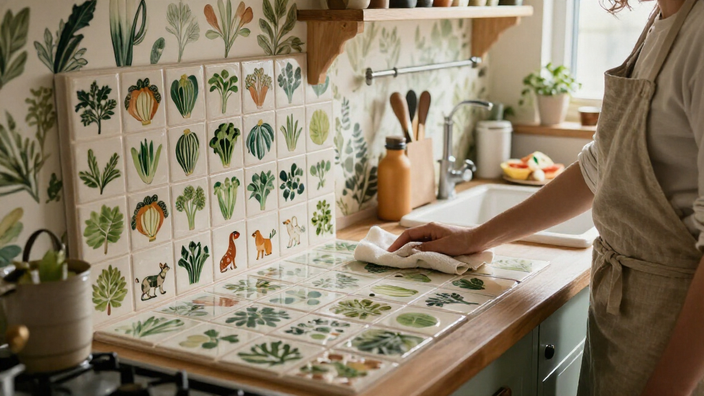 Vegetable Wallpaper And Animal-Clad Handmade Tiles Add Playful Charm To This Maryland Farmhouse